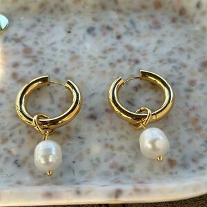 18K Gold Plated Freshwater pearl earrings